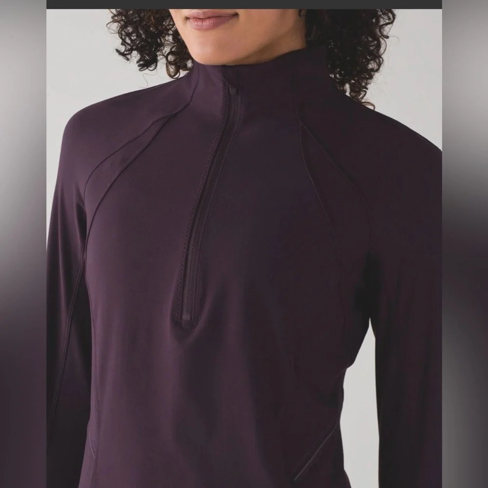 Lululemon Fresh Tracks 1/2 Zip Pullover - Black Cherry - Picture 2 of 6